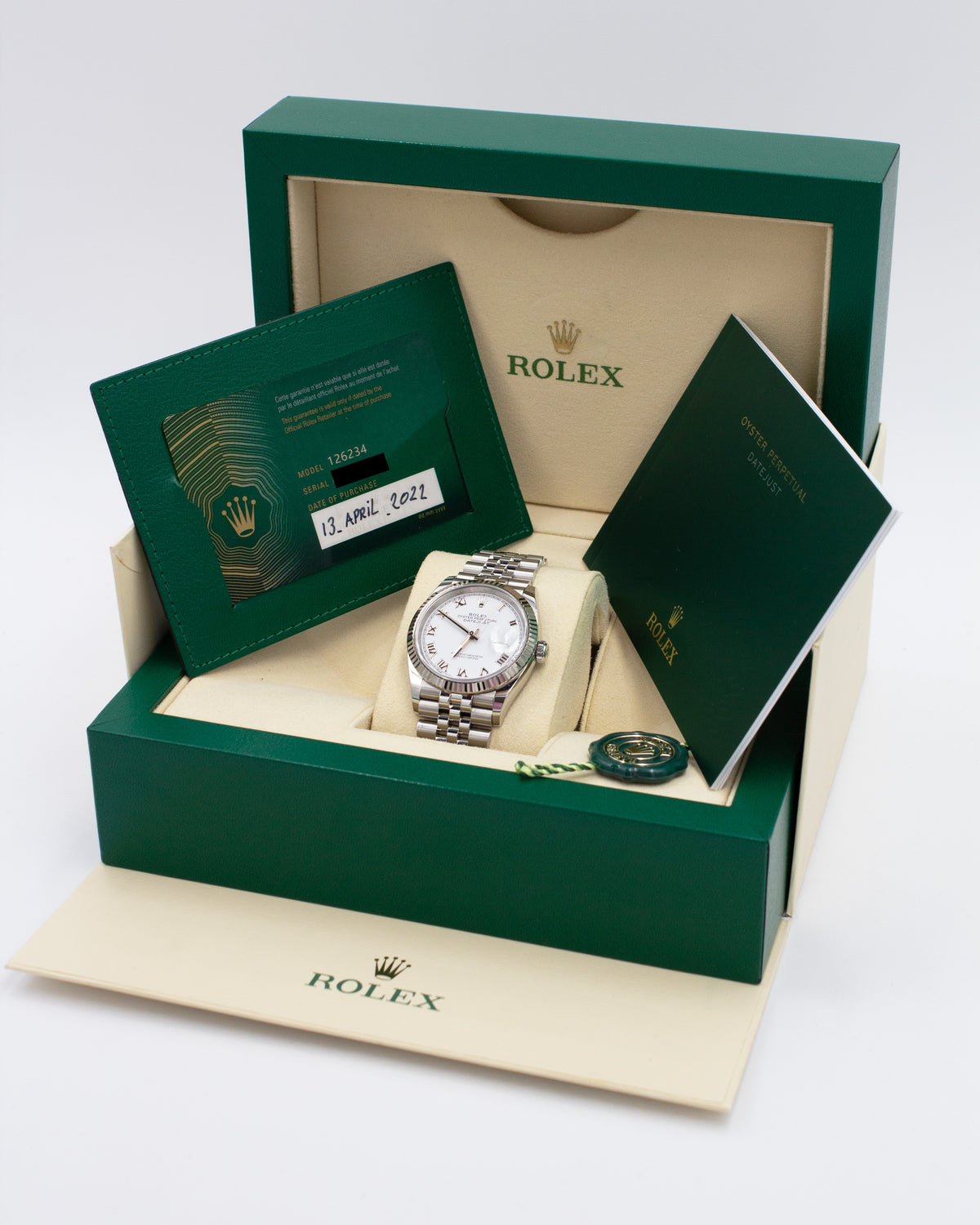 Rolex Datejust 36 White Roman Dial – 126234 – 04/2022